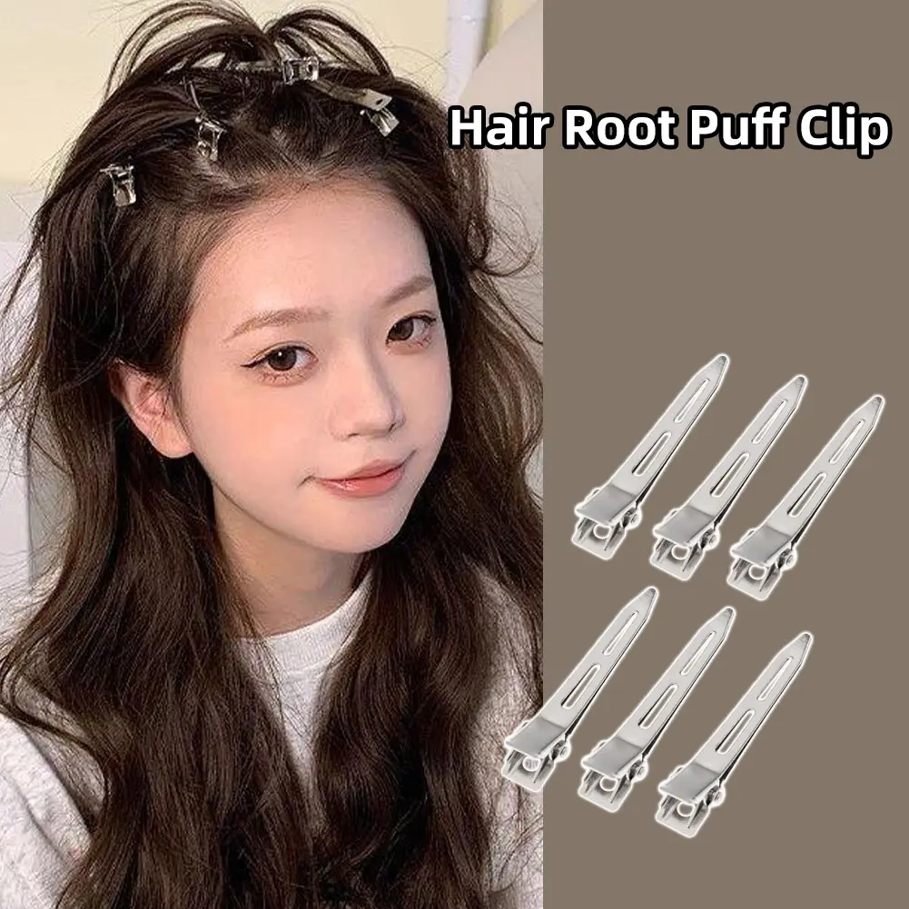 10PCS Professional Hairdressing Salon Hairpins Metal Silver Single Prong DIY Hair Root Fluffy Clips Hair Care Styling Tools