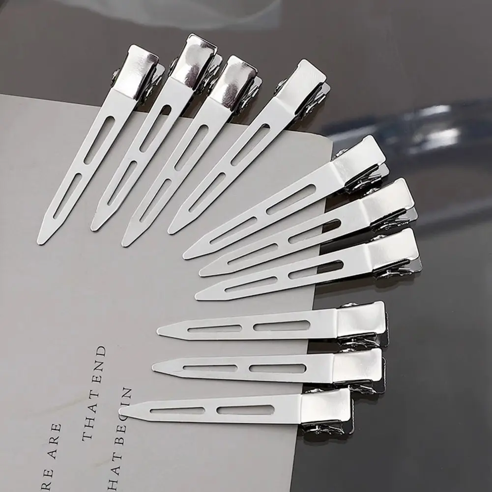 10PCS Professional Hairdressing Salon Hairpins Metal Silver Single Prong DIY Hair Root Fluffy Clips Hair Care Styling Tools