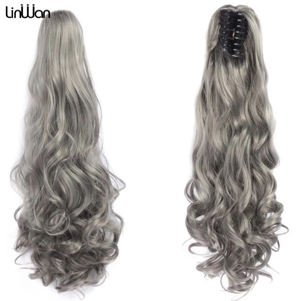 20Inch Curly Wavy Ponytail Hair Extensions Synthetic Claw Claw Clip On Ponytail Hairpieces For White Women Brown Black Red Color