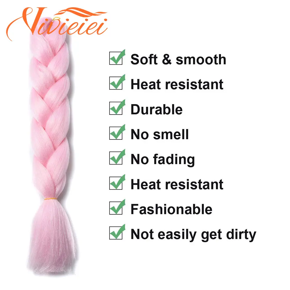 24 Inches Jumbo Braid Synthetic Braiding Hair Ombre Jumbo Hair Extension For Women DIY Hair Braids Pink Purple Yellow Gray
