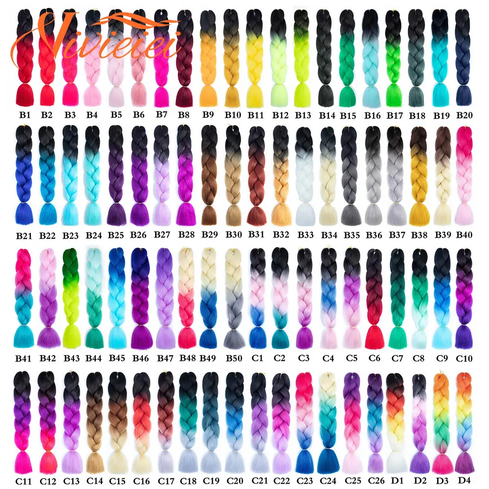 24 Inches Jumbo Braid Synthetic Braiding Hair Ombre Jumbo Hair Extension For Women DIY Hair Braids Pink Purple Yellow Gray