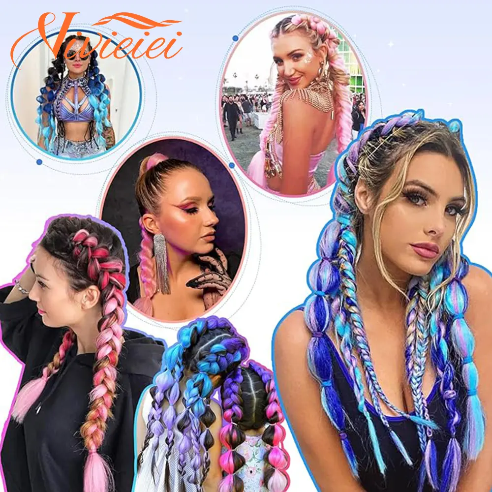 24 Inches Jumbo Braid Synthetic Braiding Hair Ombre Jumbo Hair Extension For Women DIY Hair Braids Pink Purple Yellow Gray