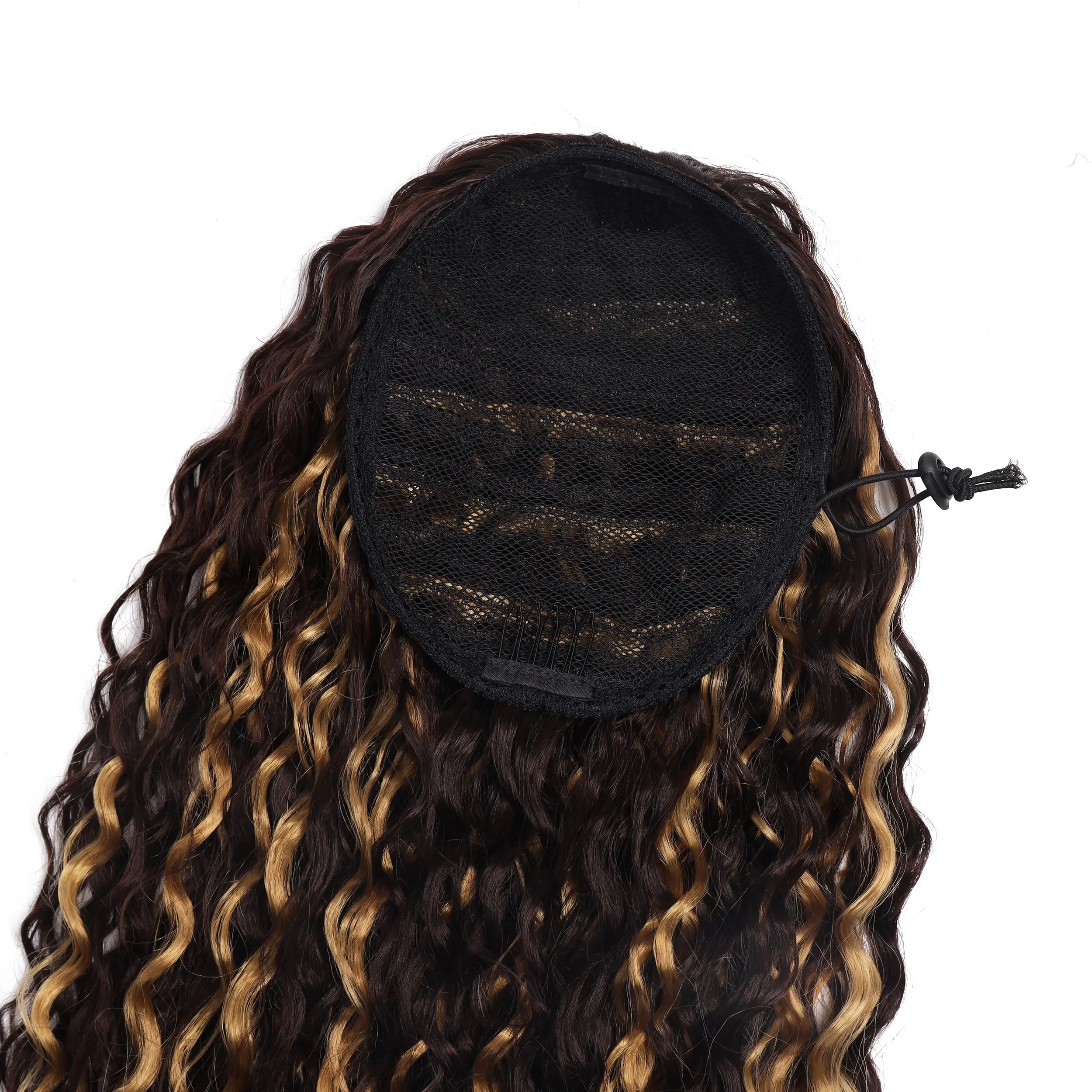 30inch Synthetic Kinky Curly Drawstring Ponytails for Women Blonde Ponytail Clip in Hair Extension for Women Daily Cosplay Party