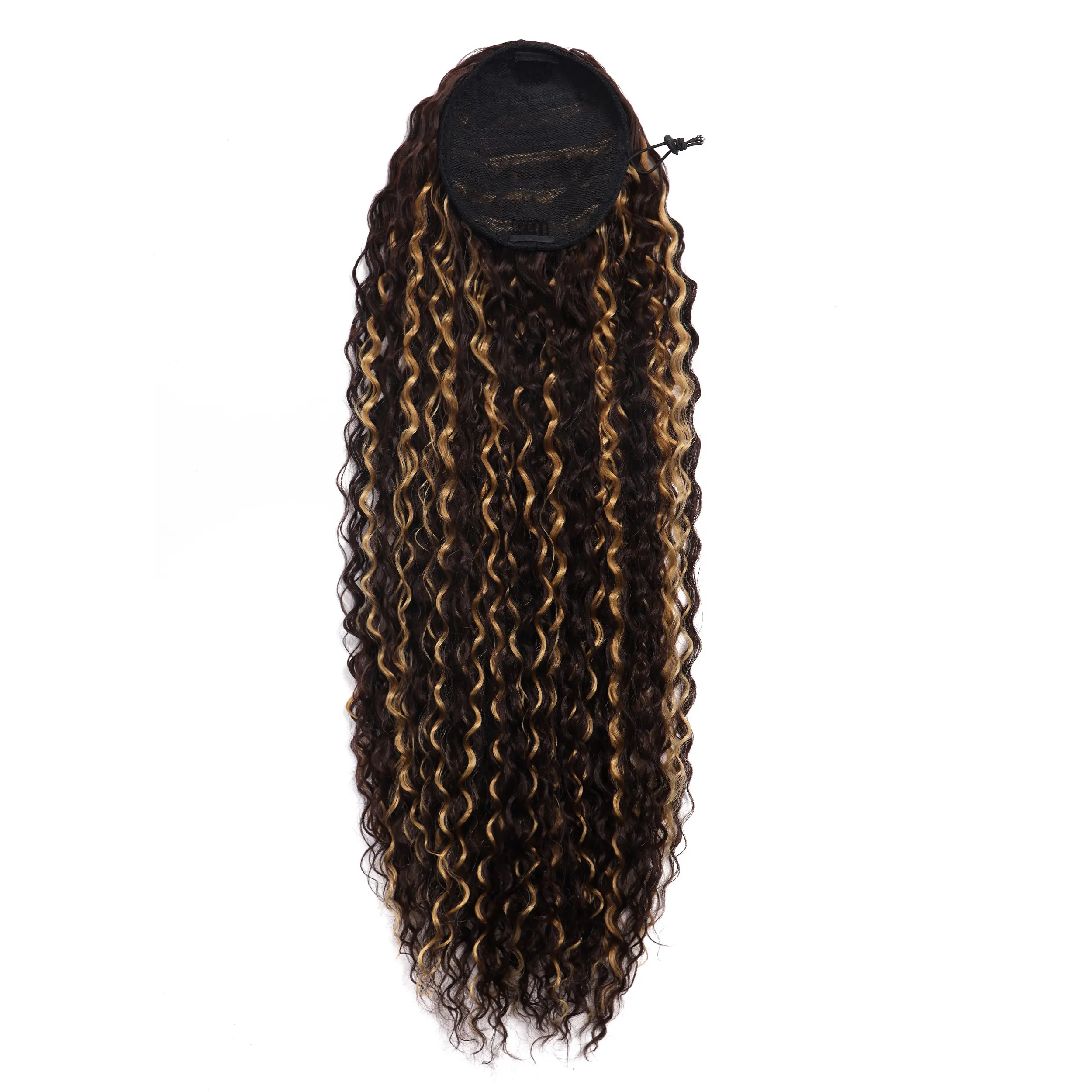 30inch Synthetic Kinky Curly Drawstring Ponytails for Women Blonde Ponytail Clip in Hair Extension for Women Daily Cosplay Party