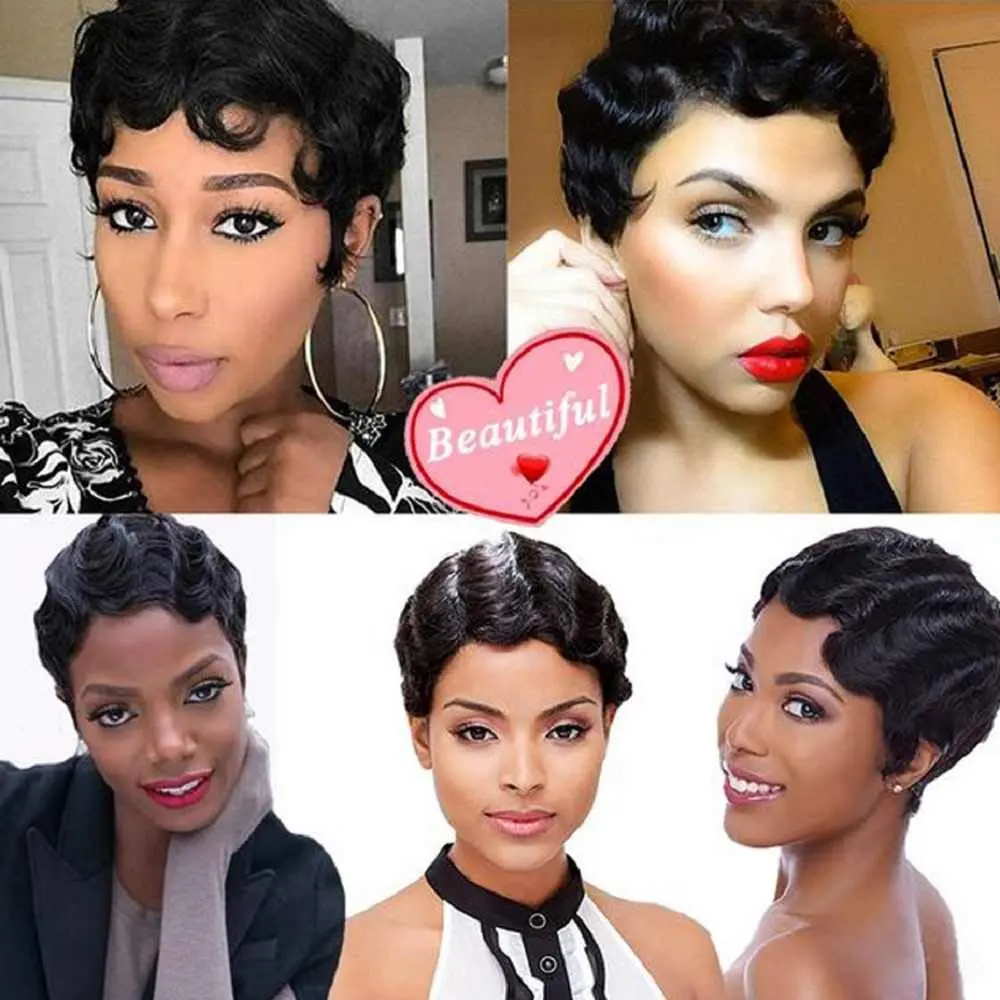 Short Curly Black Cute Synthetic Nuna Wig Real Retro African Afro Hair For Black Women Curly Short Female Wig Natural Looking