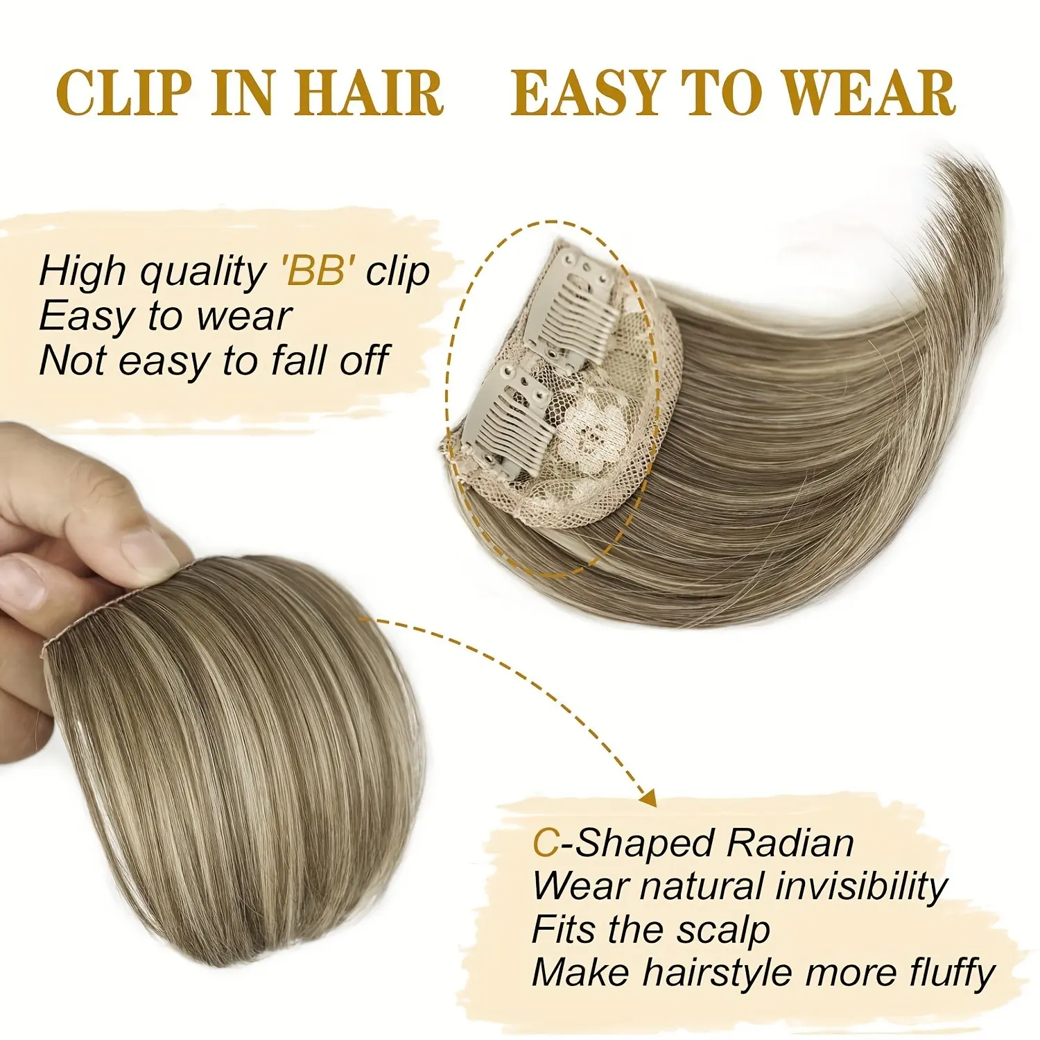 4pcs Synthetic Hair Toppers For Women - Short Thick Hairpieces With Invisible Clips - Hair Extension For Thinning Hair Adding Vo