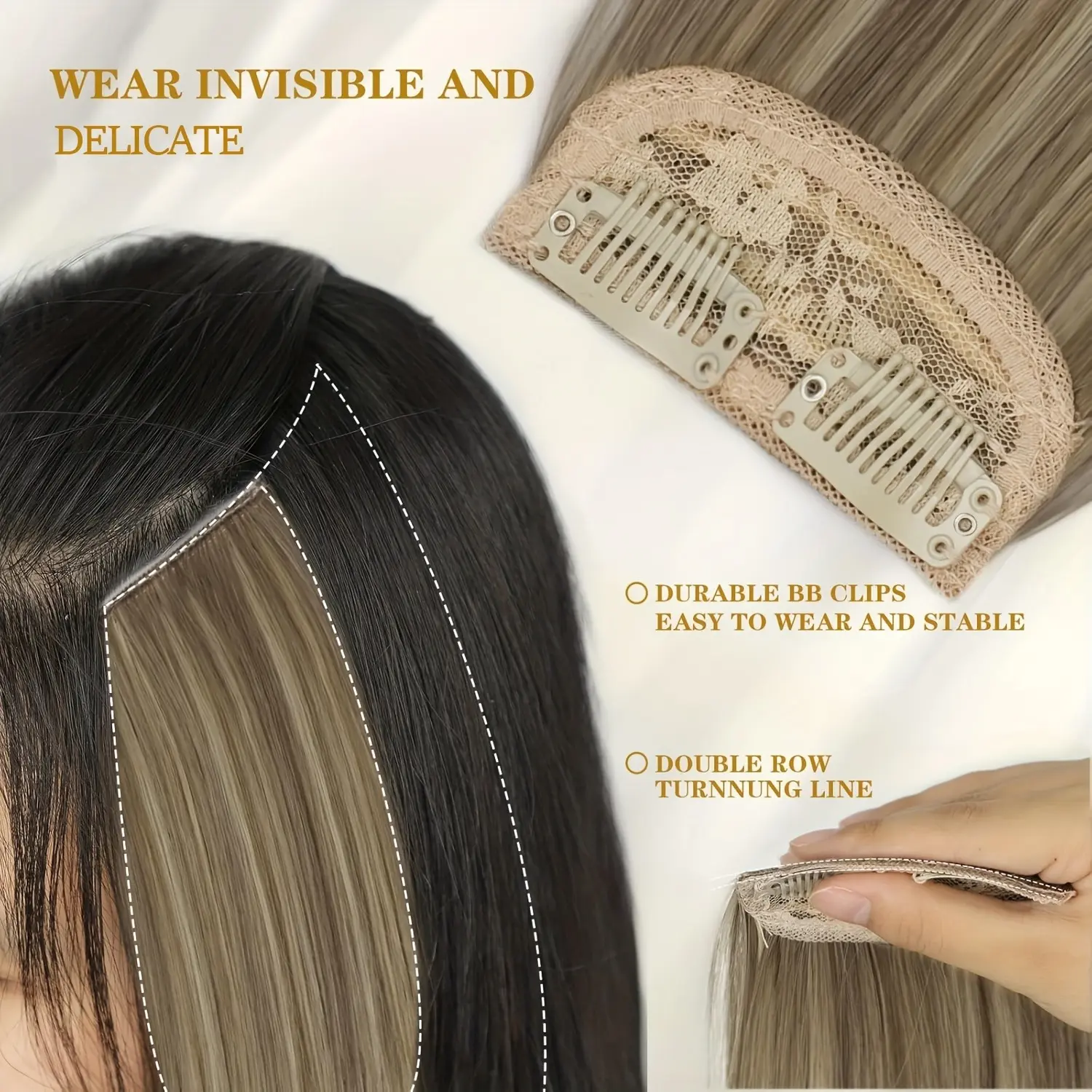 4pcs Synthetic Hair Toppers For Women - Short Thick Hairpieces With Invisible Clips - Hair Extension For Thinning Hair Adding Vo