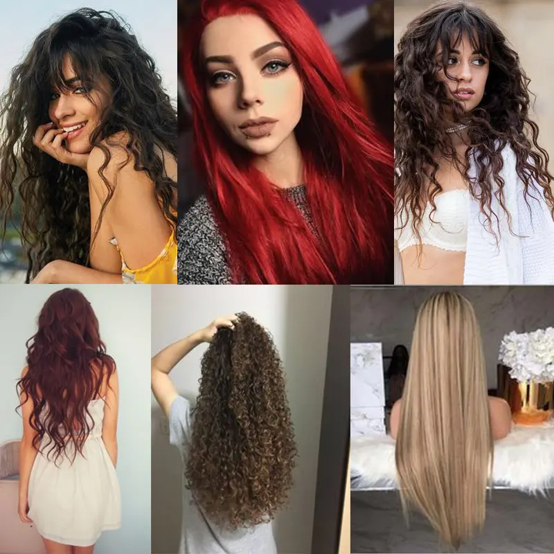 XUANGUANG 24 Inch Invisible Wire No Clips In Hair Extension Secret Fish Line Hair Piece Straight Curly Hair Extension for Women