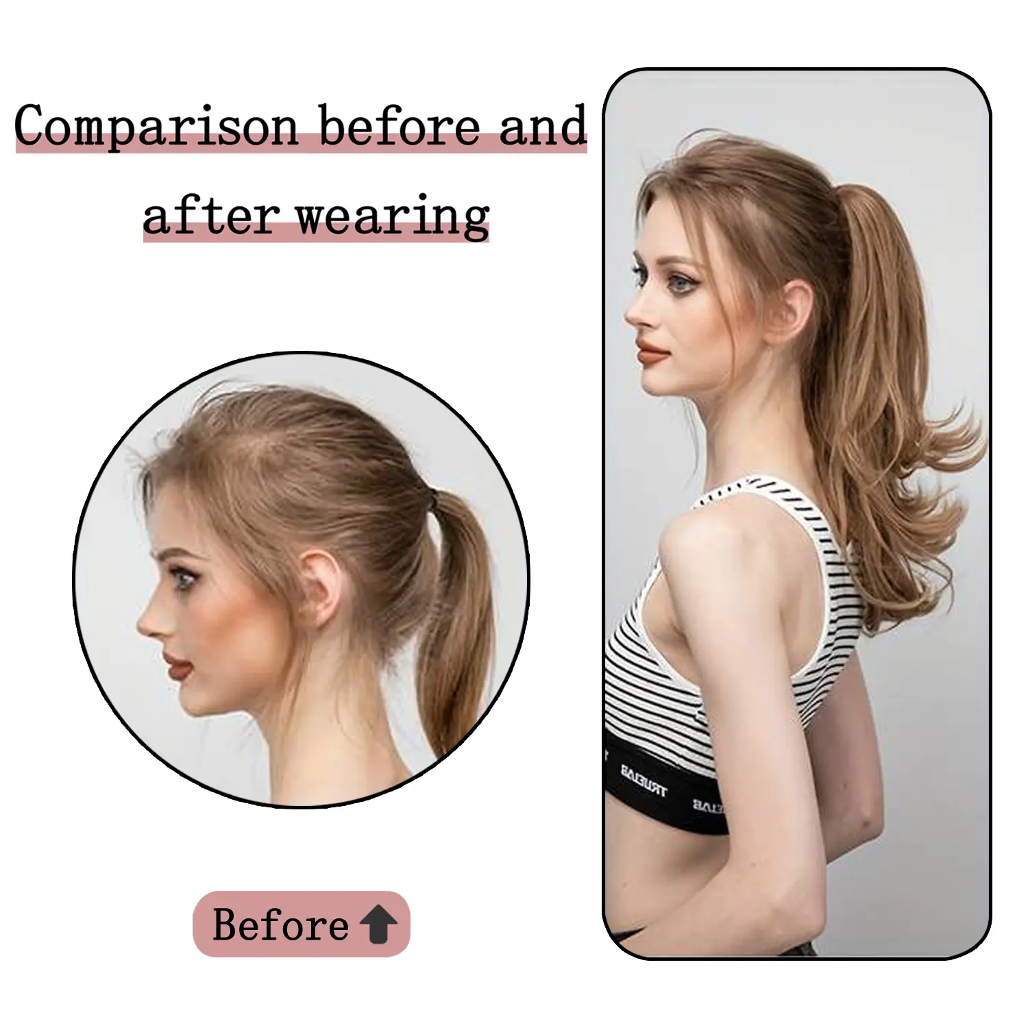 MERISIHAIR Synthetic Claw Clip On Ponytail Extension 18Inch Long Layered Wavy Pony Tail Blonde Brown Fake Hairpiece for Women