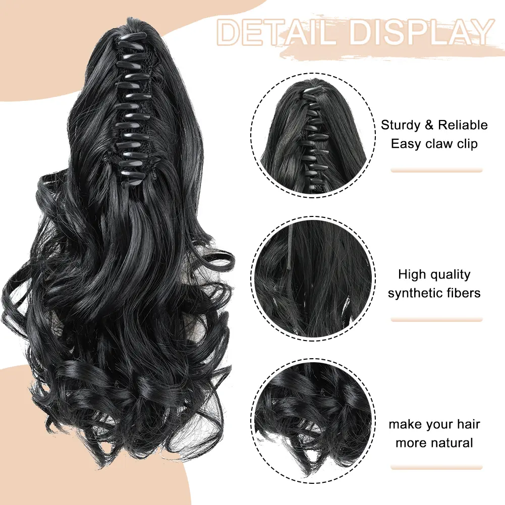 Short Ponytail Extension Synthetic Claw Curly Wavy Clip in Hairpiece Ponytail Hair Extension Short Pony Tail Synthetic for Women