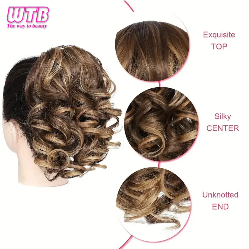 Ponytail Short Curly Drawstring Ponytail Hair Extension Synthetic Hair Extensions Ponytail Hairpieces for Women