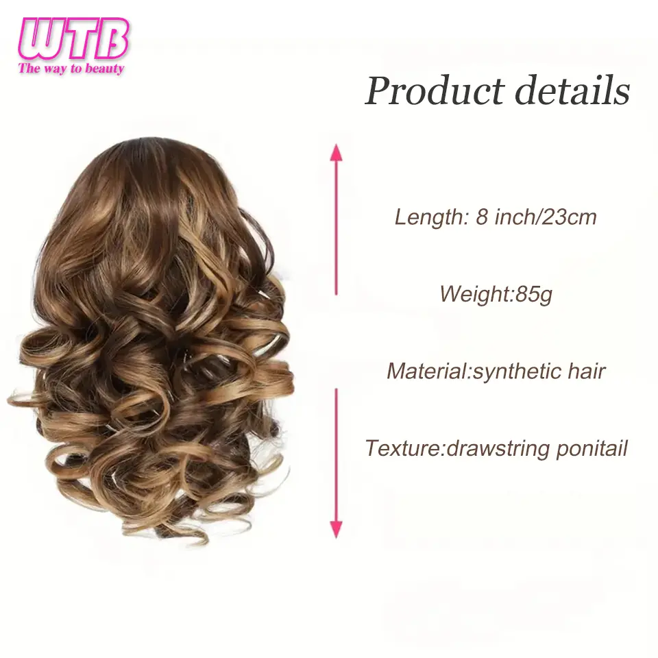 Ponytail Short Curly Drawstring Ponytail Hair Extension Synthetic Hair Extensions Ponytail Hairpieces for Women