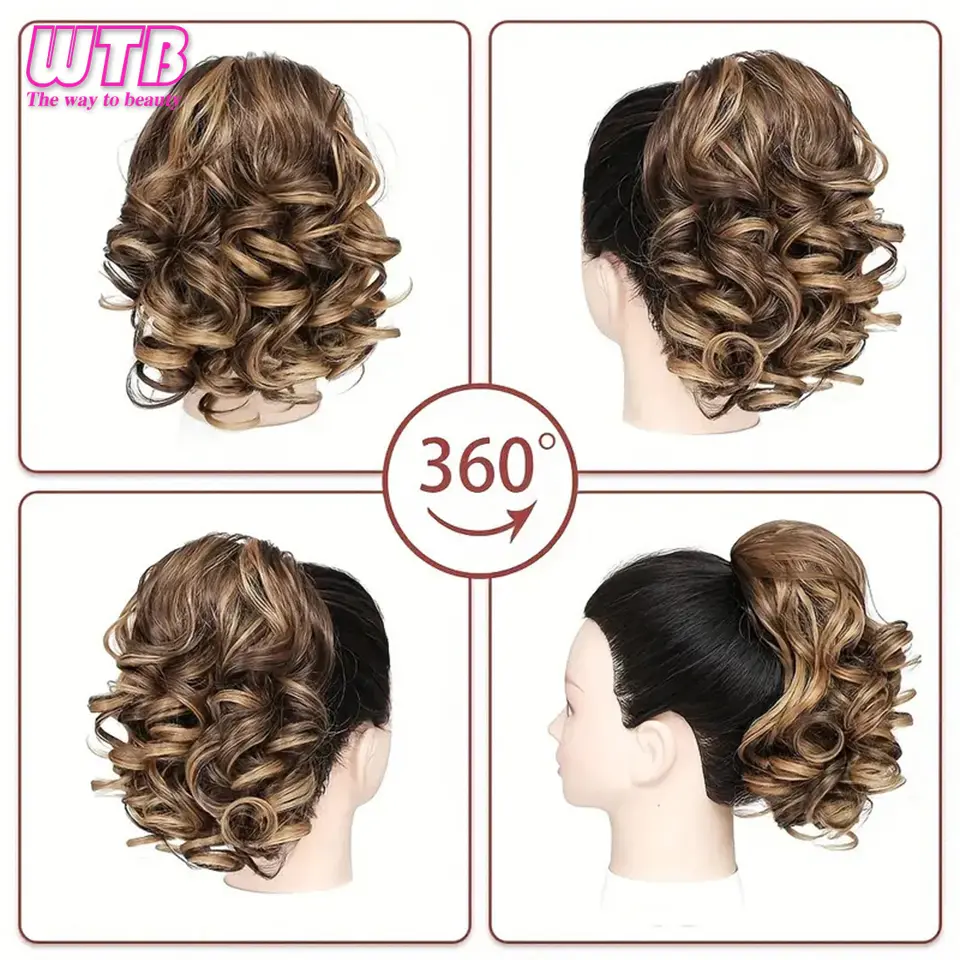 Ponytail Short Curly Drawstring Ponytail Hair Extension Synthetic Hair Extensions Ponytail Hairpieces for Women