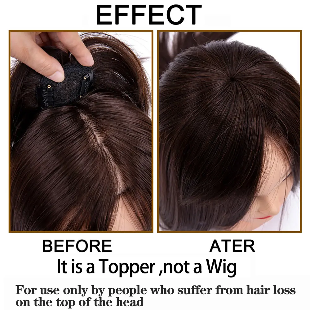 Invisible Thinning Straight Hair Pieces For Hair Increase For Women 8Inch Straight Real Hair Clip In Synthetic Hairpiece