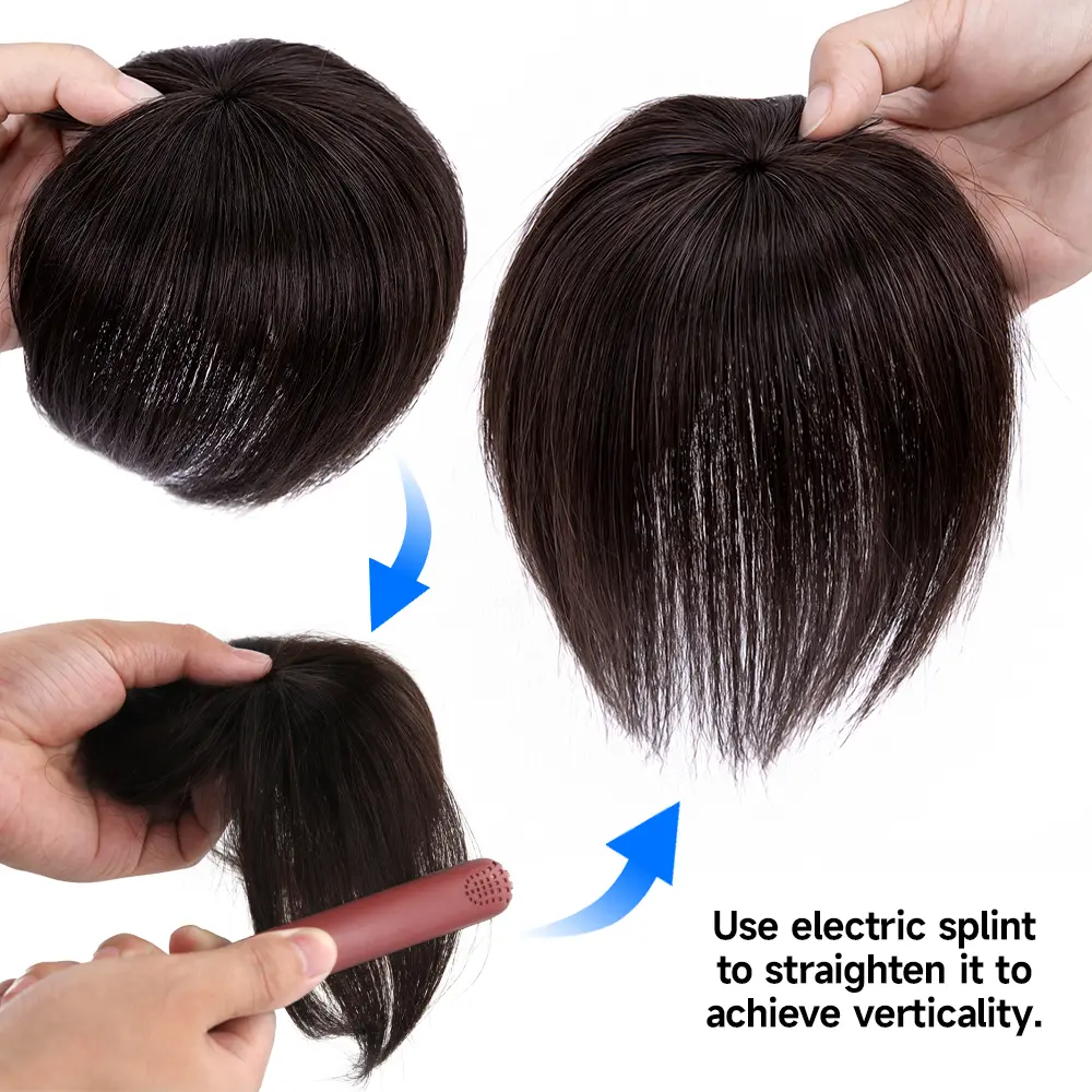 Invisible Thinning Straight Hair Pieces For Hair Increase For Women 8Inch Straight Real Hair Clip In Synthetic Hairpiece