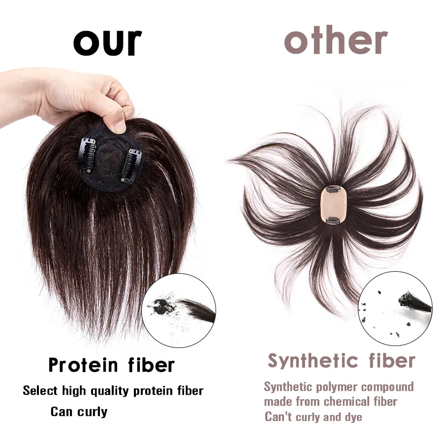 Invisible Thinning Straight Hair Pieces For Hair Increase For Women 8Inch Straight Real Hair Clip In Synthetic Hairpiece