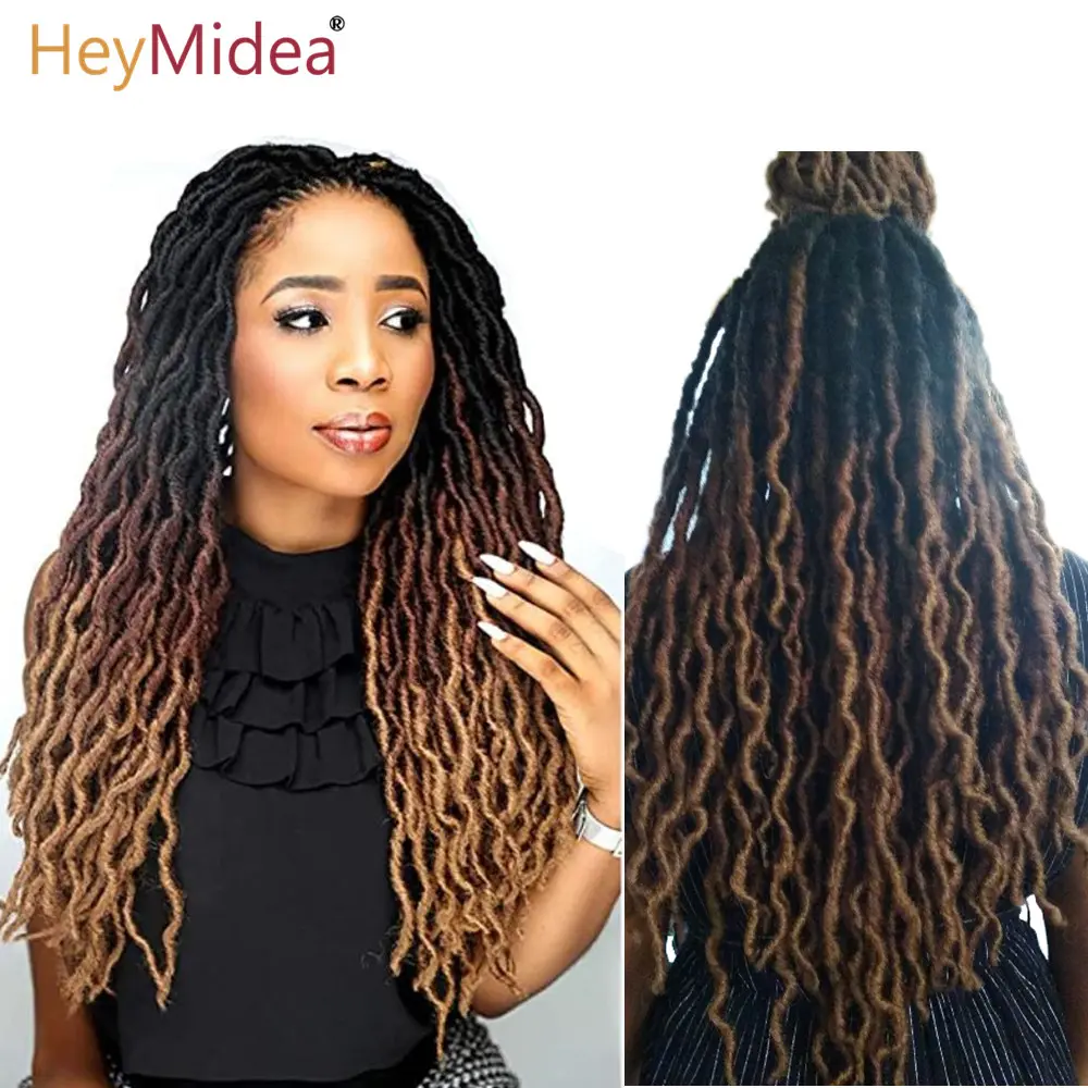 Wavy Gypsy Locs Ombre Crochet Hair  12-18" Goddess Locs Faux Locs African Synthetic Braiding Hair Extensions for Women HeyMide