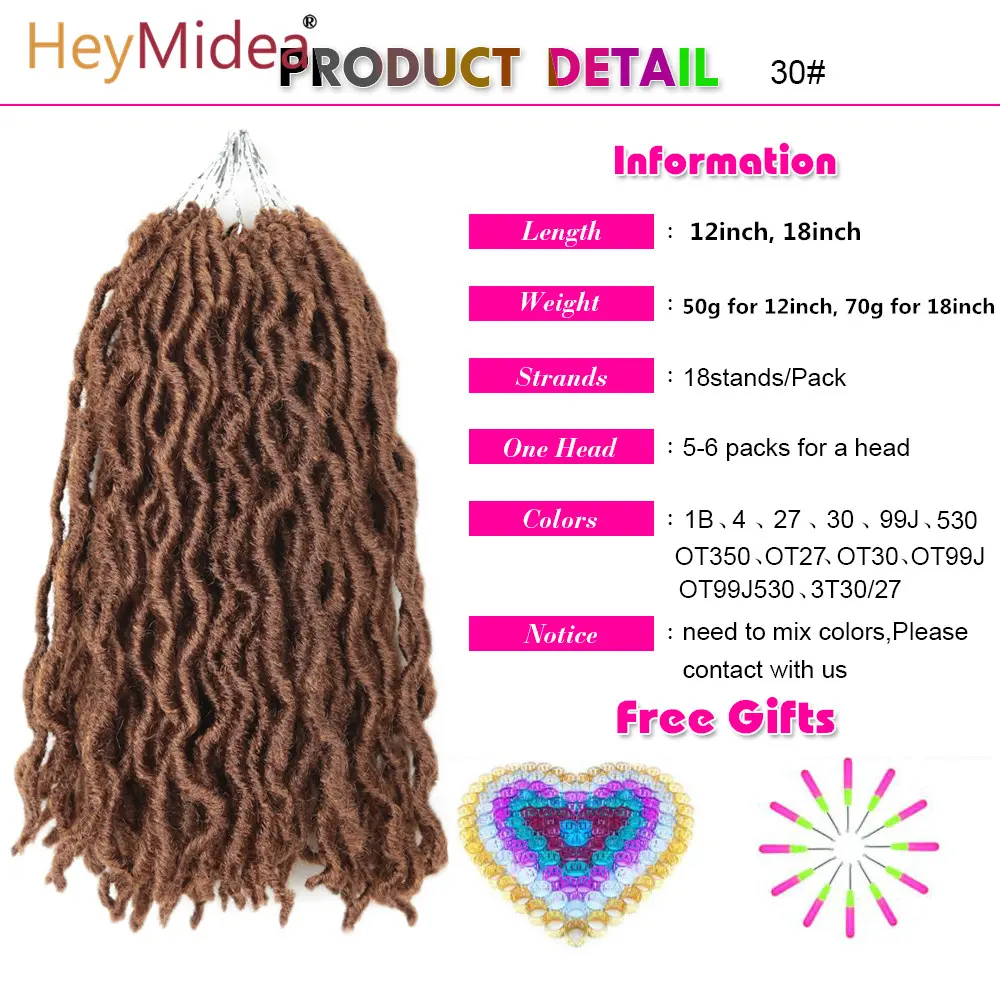 Wavy Gypsy Locs Ombre Crochet Hair  12-18" Goddess Locs Faux Locs African Synthetic Braiding Hair Extensions for Women HeyMide