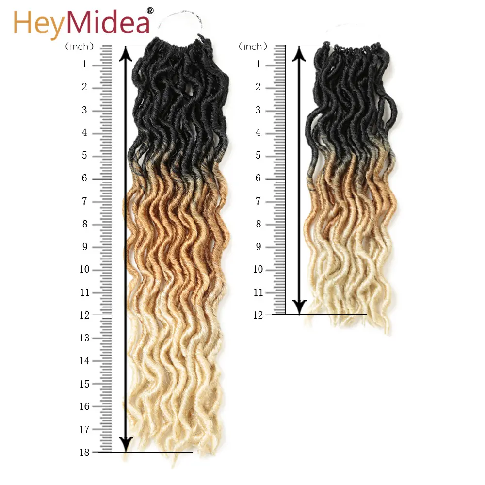 Wavy Gypsy Locs Ombre Crochet Hair  12-18" Goddess Locs Faux Locs African Synthetic Braiding Hair Extensions for Women HeyMide