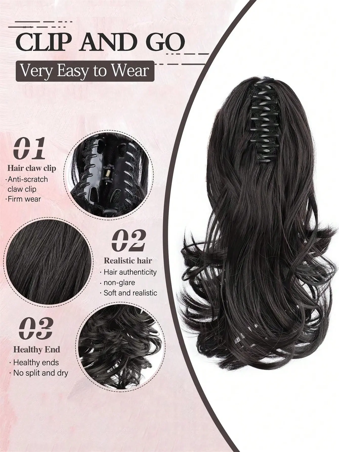 Synthetic Wavy Ponytail Extension Hairpiece Short Curly Claw Clip Ponytail For Women Heat Resistant Pony Tail Clip Fake Hair
