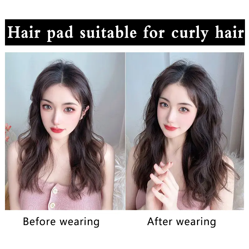Synthetic Hair Curly hair 25cm Mini Hair Pad Hair Natural Black Brown Hair Extension Clips In Hairpiece For Women Hair Wig
