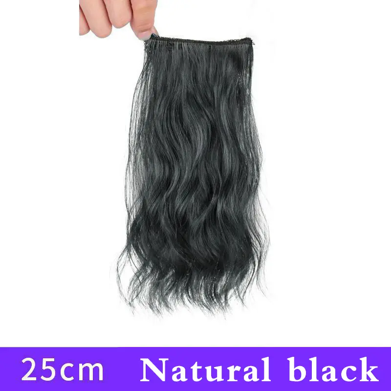 Synthetic Hair Curly hair 25cm Mini Hair Pad Hair Natural Black Brown Hair Extension Clips In Hairpiece For Women Hair Wig