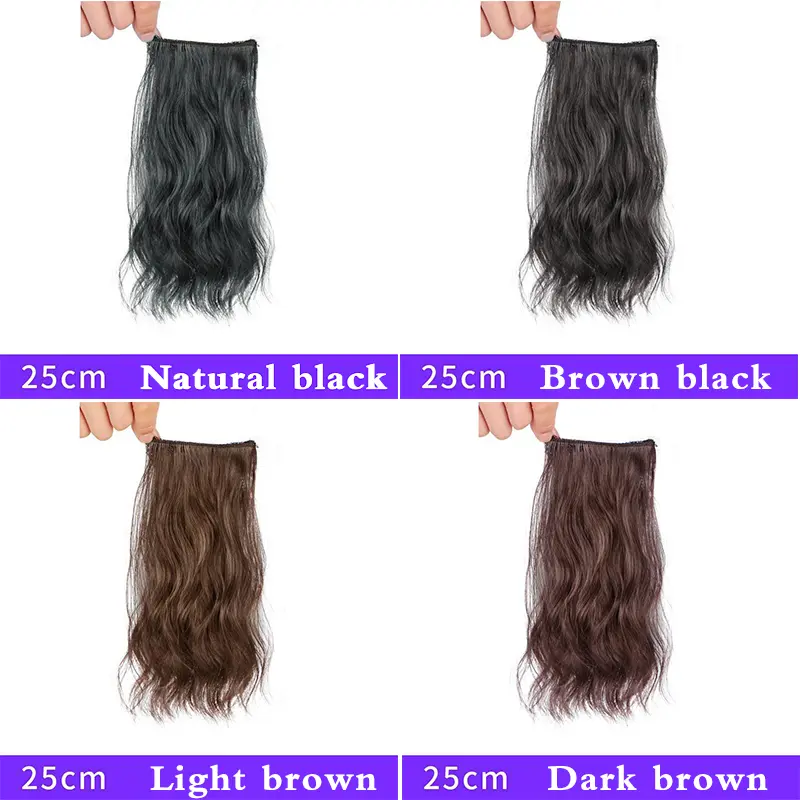 Synthetic Hair Curly hair 25cm Mini Hair Pad Hair Natural Black Brown Hair Extension Clips In Hairpiece For Women Hair Wig