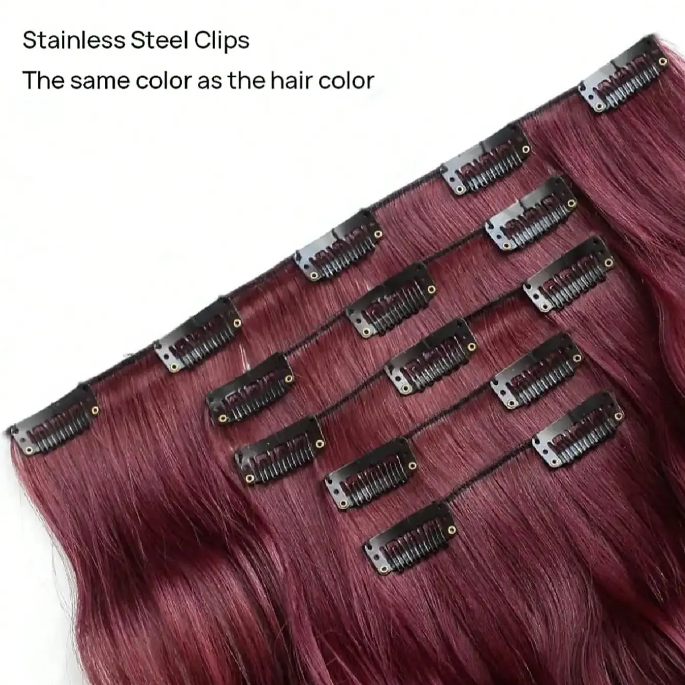 Multicolor Wavy Clip-in Hair Extensions 18 Inch Long Synthetic Clip-in 5-Piece Set Hair Extensions for Women Girls Curls Invisib