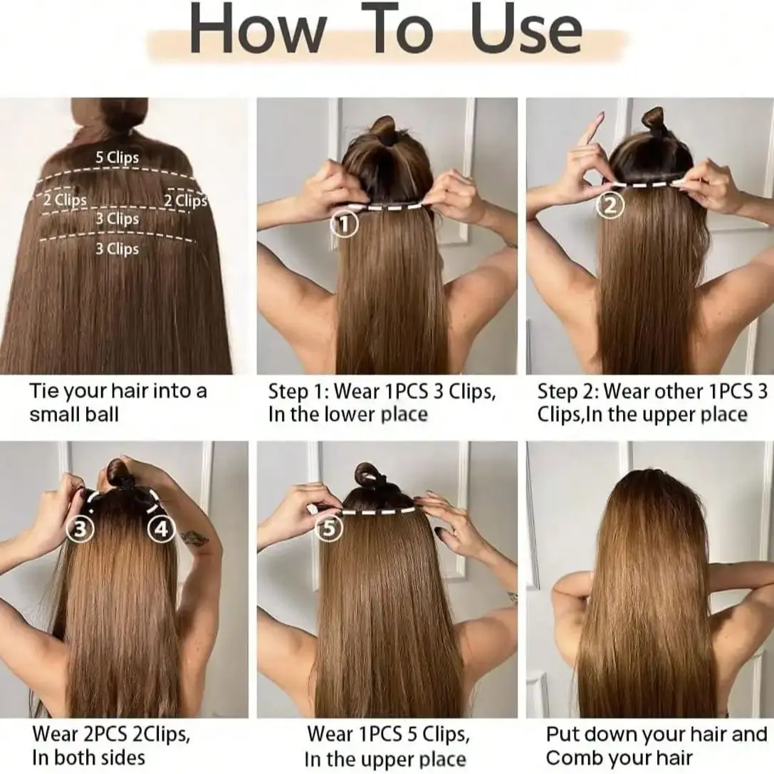 Multicolor Wavy Clip-in Hair Extensions 18 Inch Long Synthetic Clip-in 5-Piece Set Hair Extensions for Women Girls Curls Invisib