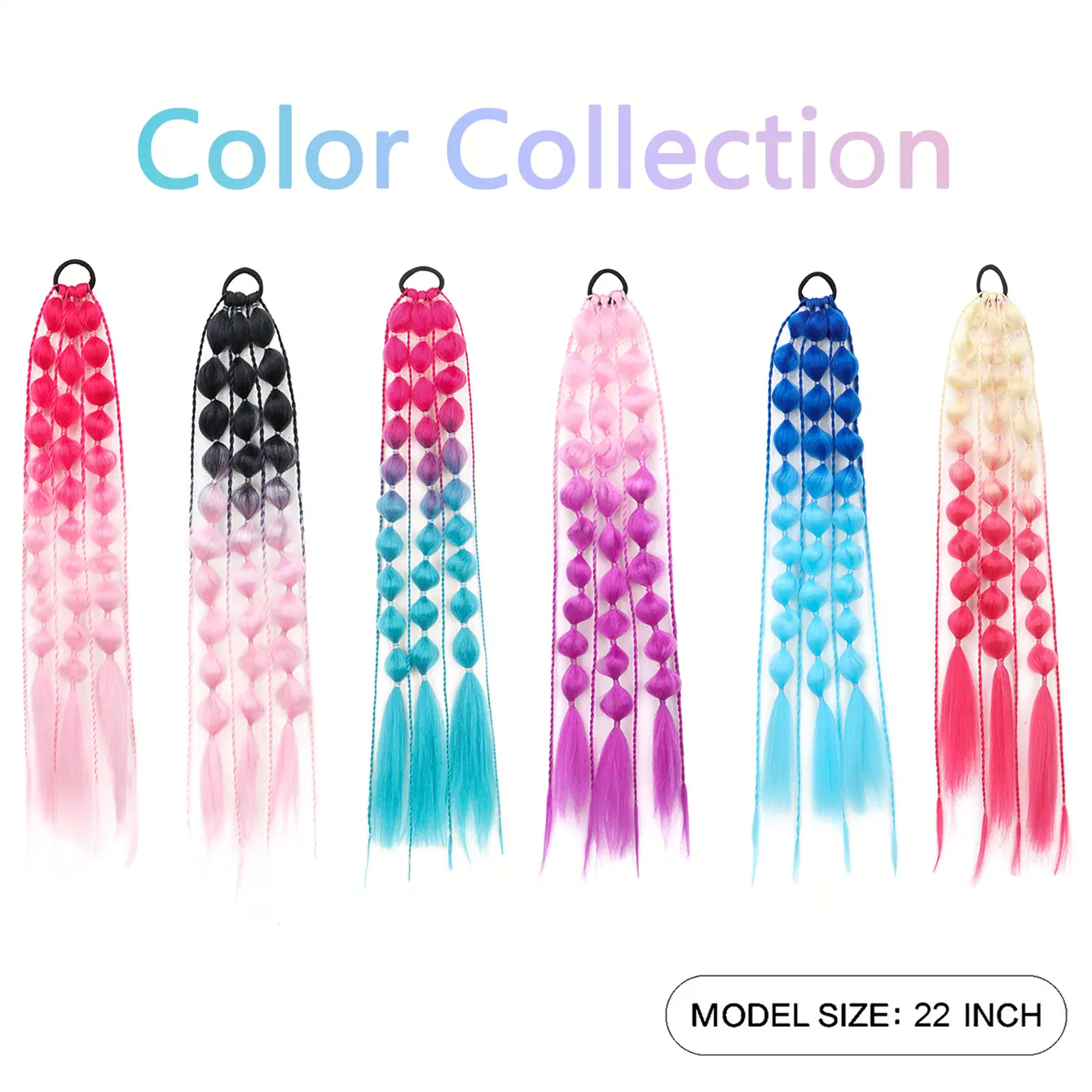 1pcs Multicolor Festive Elastic Lantern Foam Braided Synthetic Ponytail for Women Girls Basic Style Hair for Party Cosplay