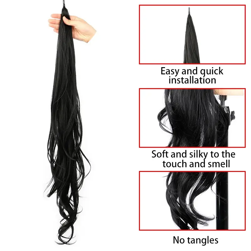 32''Fake Ponytail Hair Extension Long Pony Tail Hair for Women Flexible Wrap Around Ponytail Natural Synthetic Horse Tail Hair