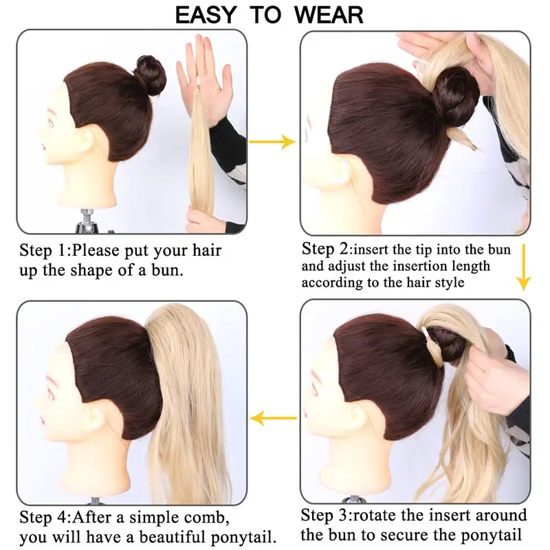32''Fake Ponytail Hair Extension Long Pony Tail Hair for Women Flexible Wrap Around Ponytail Natural Synthetic Horse Tail Hair