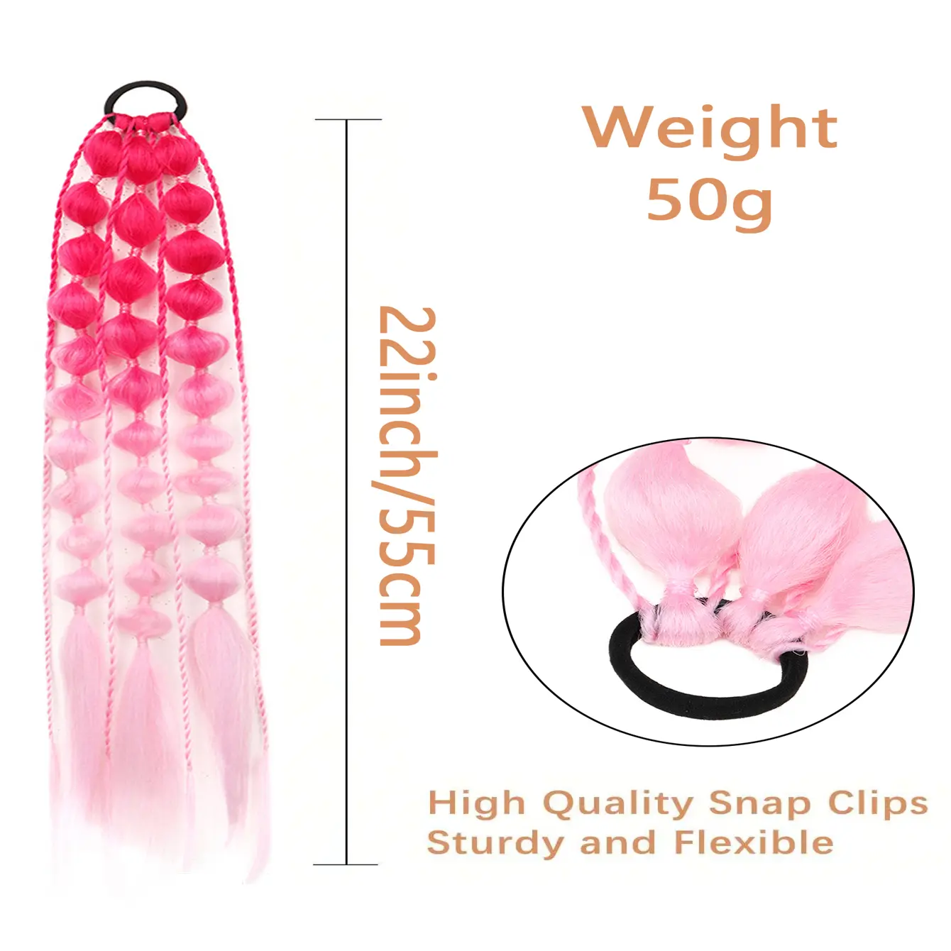 1pcs Multicolor Festive Elastic Lantern Foam Braided Synthetic Ponytail for Women Girls Basic Style Hair for Party Cosplay