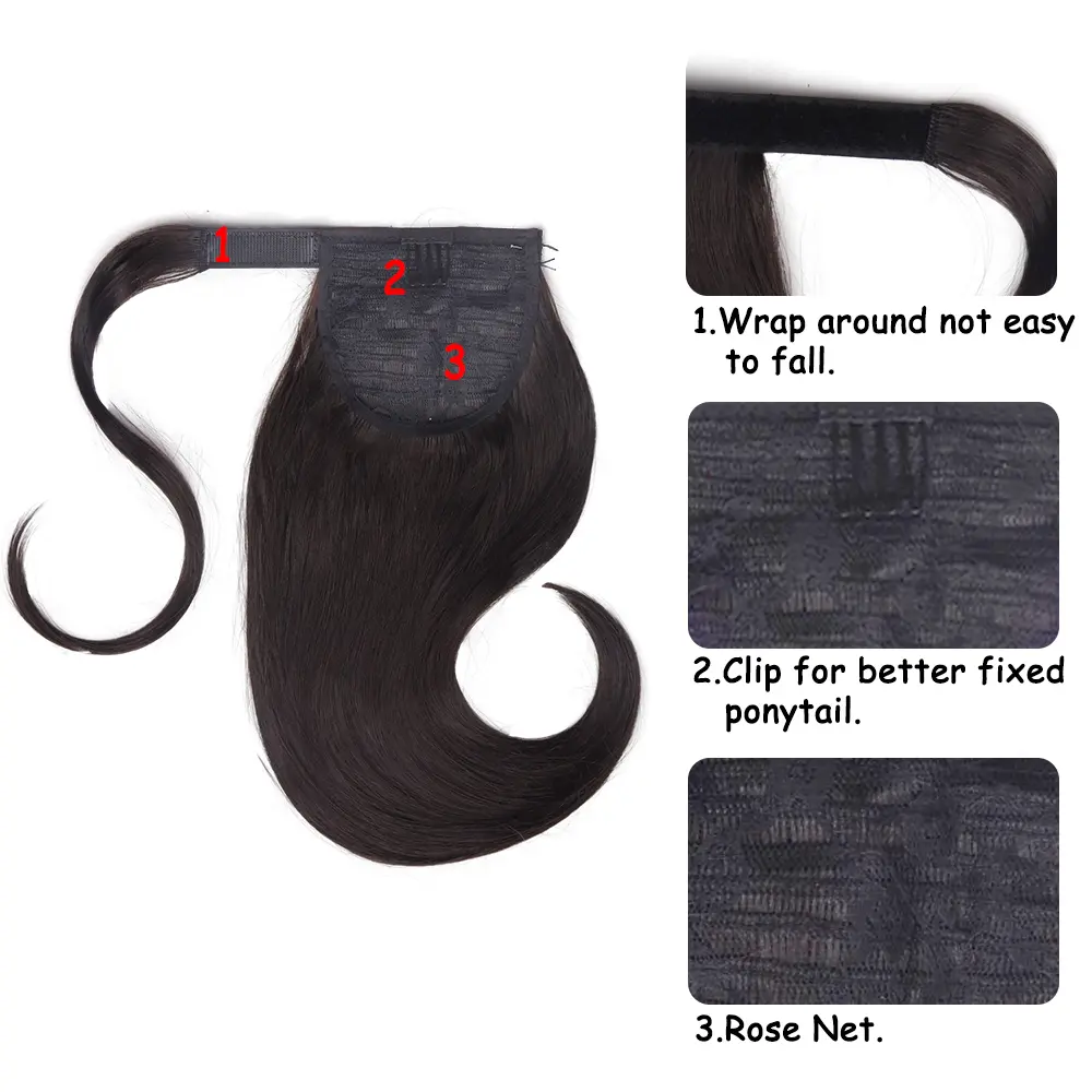 Synthetic Bounce Wrap Around Ponytail Clip In Hair 45cm Straight Hairpiece Short Heat Resistant Hair Extensions For Women