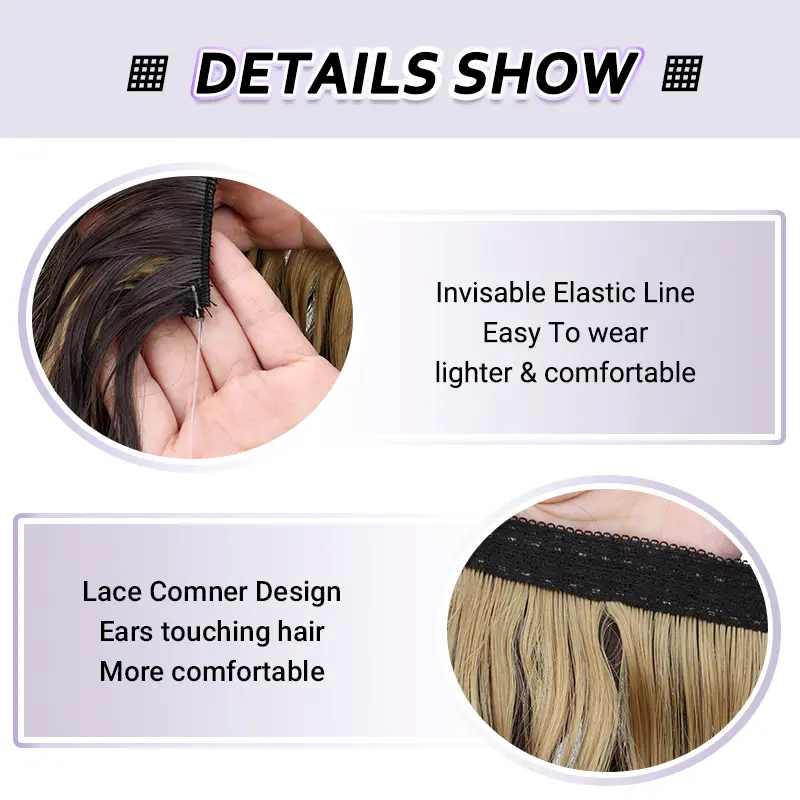 Long Synthetic Fishing Line Hair Extensions Elegant Water Wave Curly Styles for Women Lightweight fluffy-Looking Hairpiece