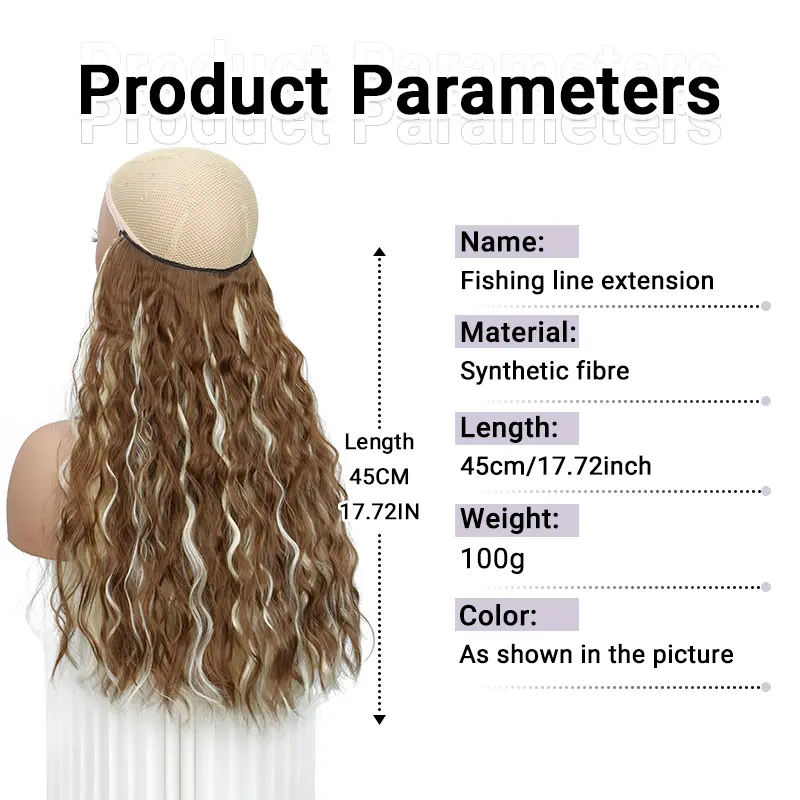 Long Synthetic Fishing Line Hair Extensions Elegant Water Wave Curly Styles for Women Lightweight fluffy-Looking Hairpiece