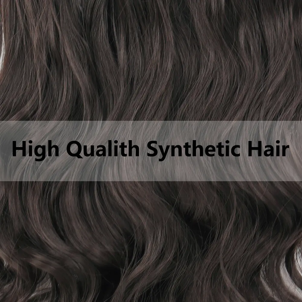 Synthetic Long Wavy Hairstyles 5 Clip In Hair Extensions Heat Resistant Hairpiece Brown One Piece 5 Clips Fake Hair For Women