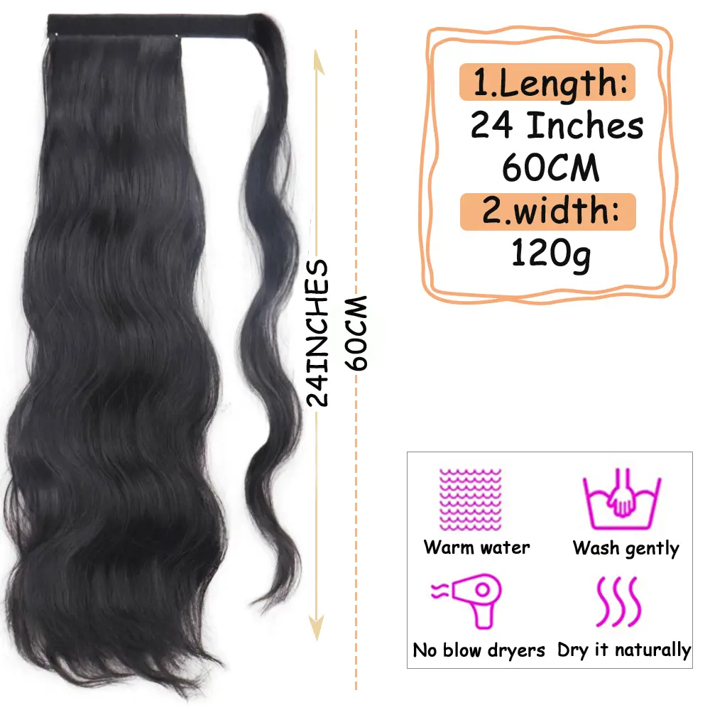 Synthetic Body Wave Hollywood Long Ponytail Wrap Around Clip in Hairpiece Ponytail HeatResistant Blonde Mixed Color For Women