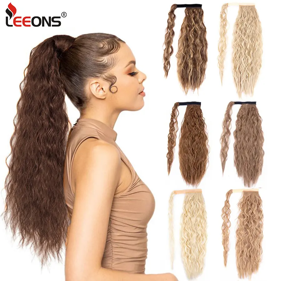 20" Synthetic Ponytail Hairpiece Women Long Curly Ponytail Clip In PonyTail Hair Extensions Wrap Around On Girl Hair Extension