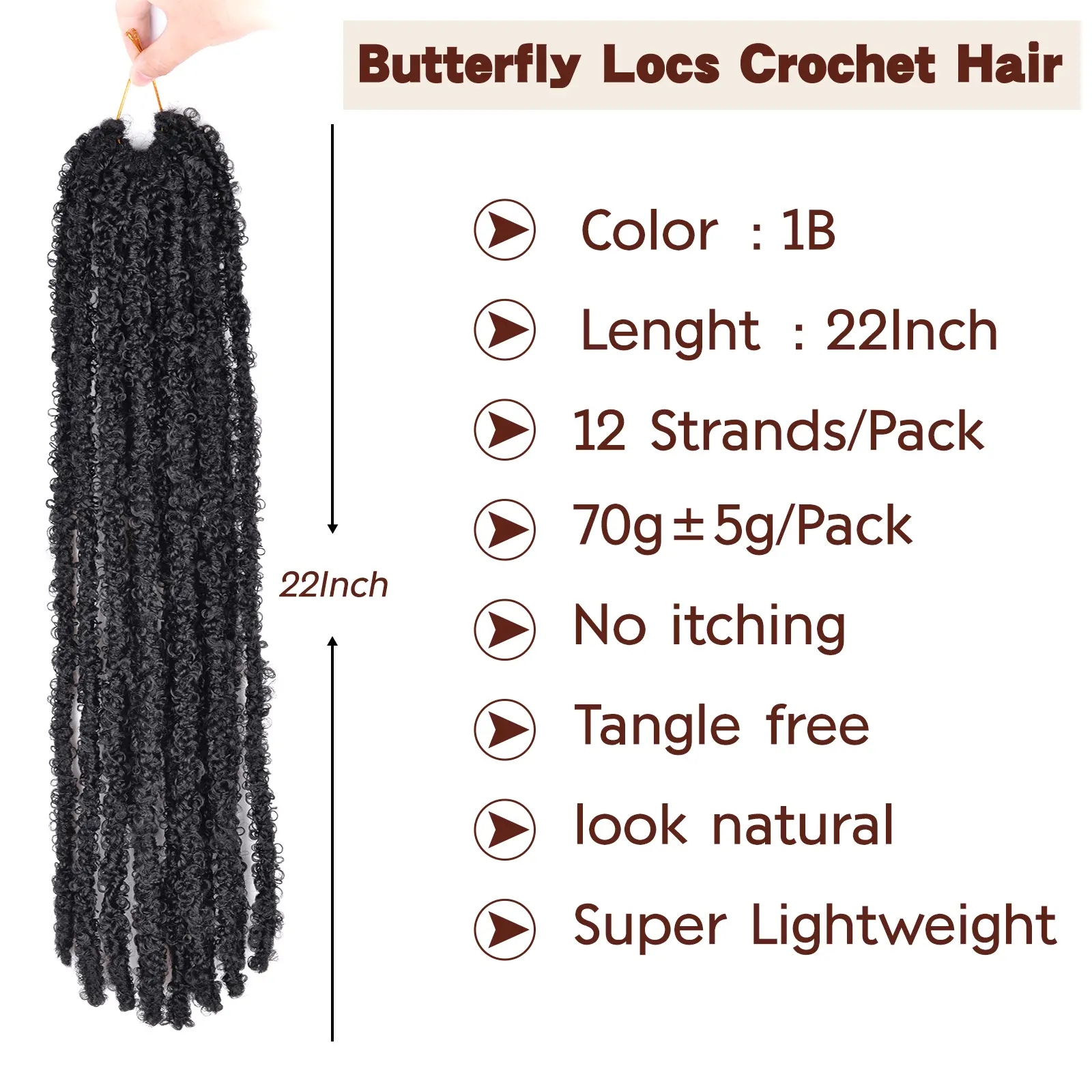 Wholesale Synthetic Butterfly Fausse Locks Crochet Braids Hair Faux Butterfly Locs Braids Extensions For Women