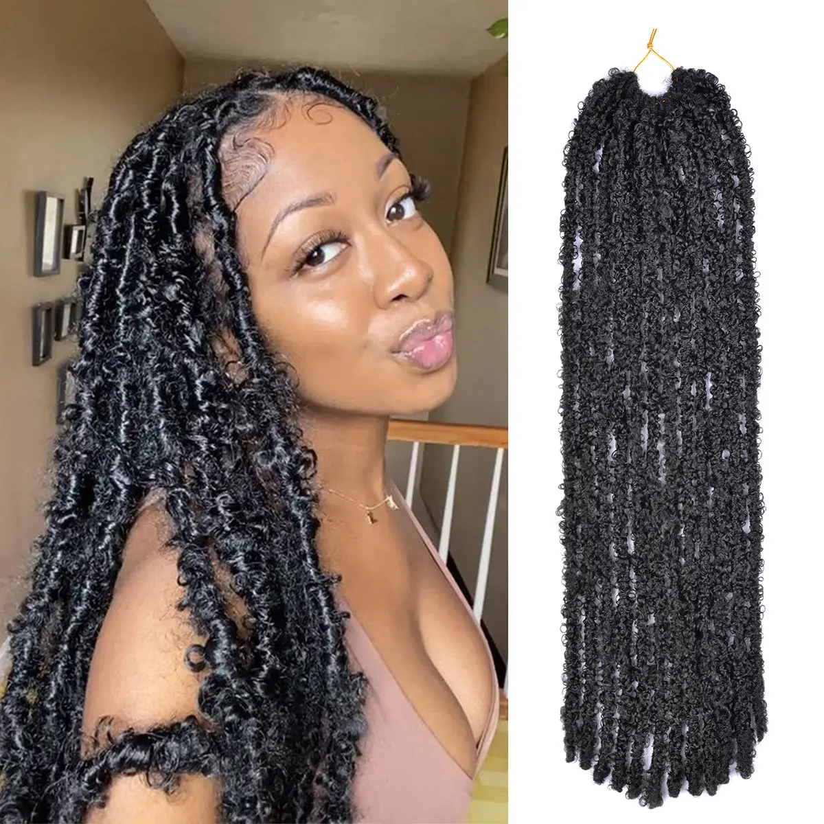 Wholesale Synthetic Butterfly Fausse Locks Crochet Braids Hair Faux Butterfly Locs Braids Extensions For Women