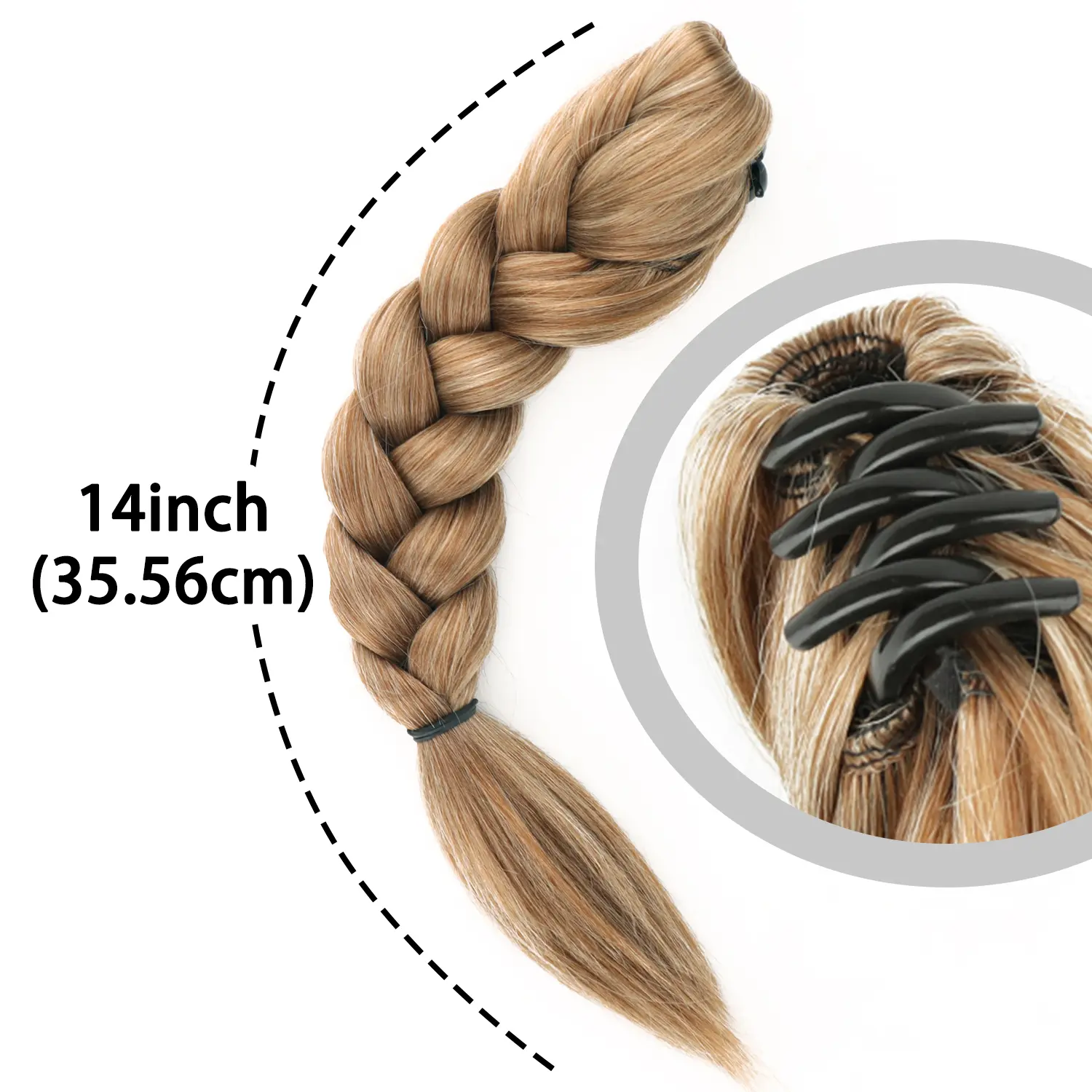 Synthetic Claw Clip On Braided Ponytail Extension Handmade Braids Pony Tails for Women Adds Hair Volume Black Brown Blonde