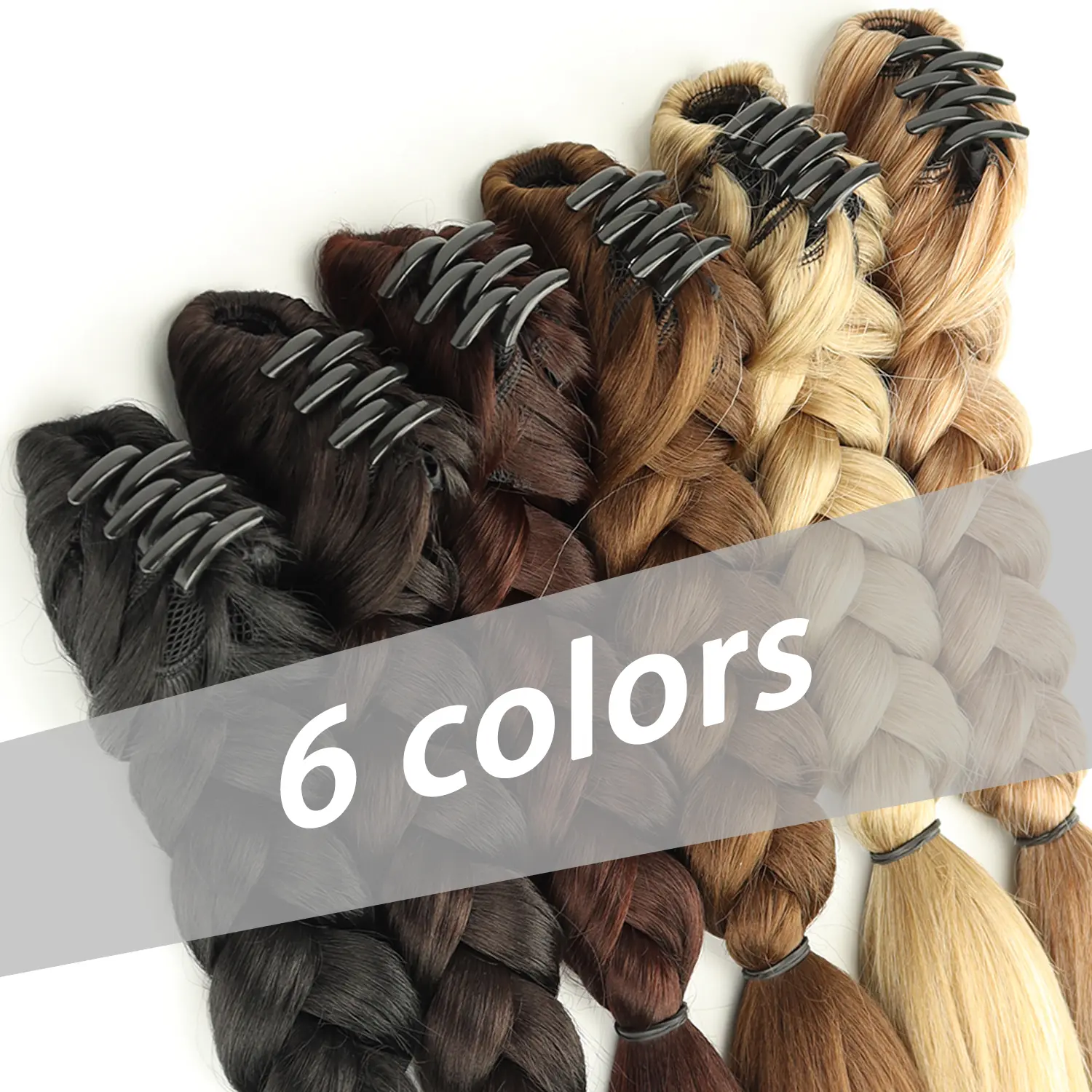 Synthetic Claw Clip On Braided Ponytail Extension Handmade Braids Pony Tails for Women Adds Hair Volume Black Brown Blonde