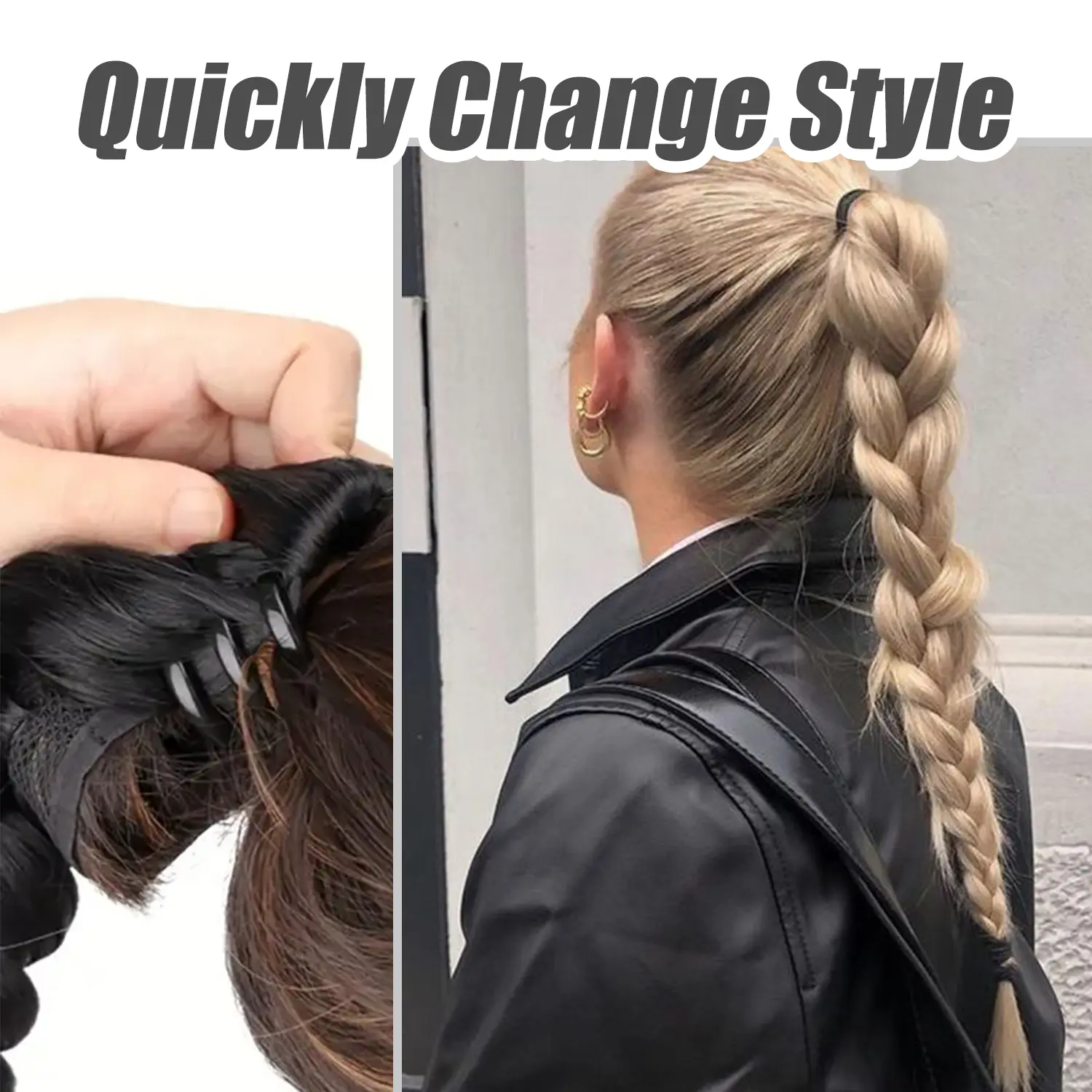 Synthetic Claw Clip On Braided Ponytail Extension Handmade Braids Pony Tails for Women Adds Hair Volume Black Brown Blonde
