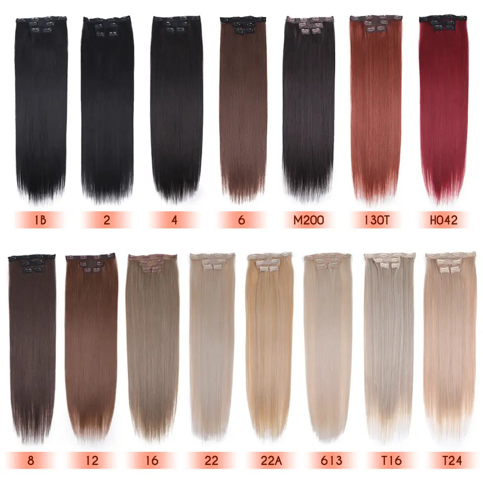 Noble Hair Synthetic Clip Hair Extensions 4Pcs/Set 24 Inch Long Straight Ombre 8 Clips In Hair Extensions For Women Hair piece