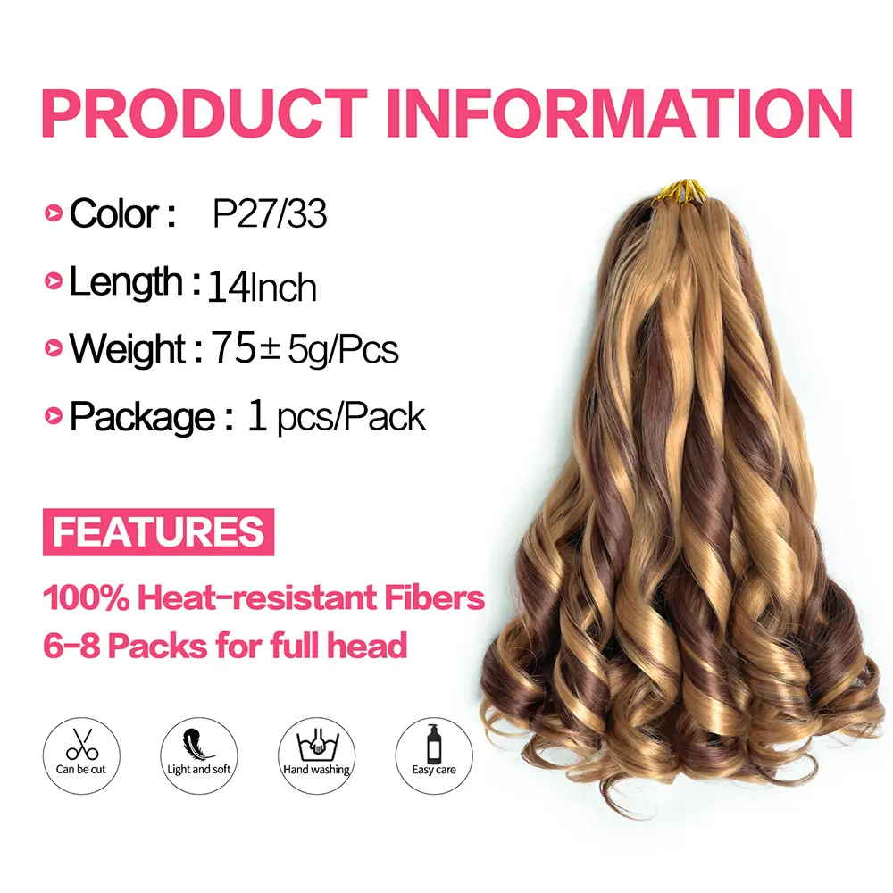 French Curly Braiding Hair 14Inch Synthetic Curly Braiding Hair Pre Stretched Loose Wavy Curl Braiding Hair Extensions For Women