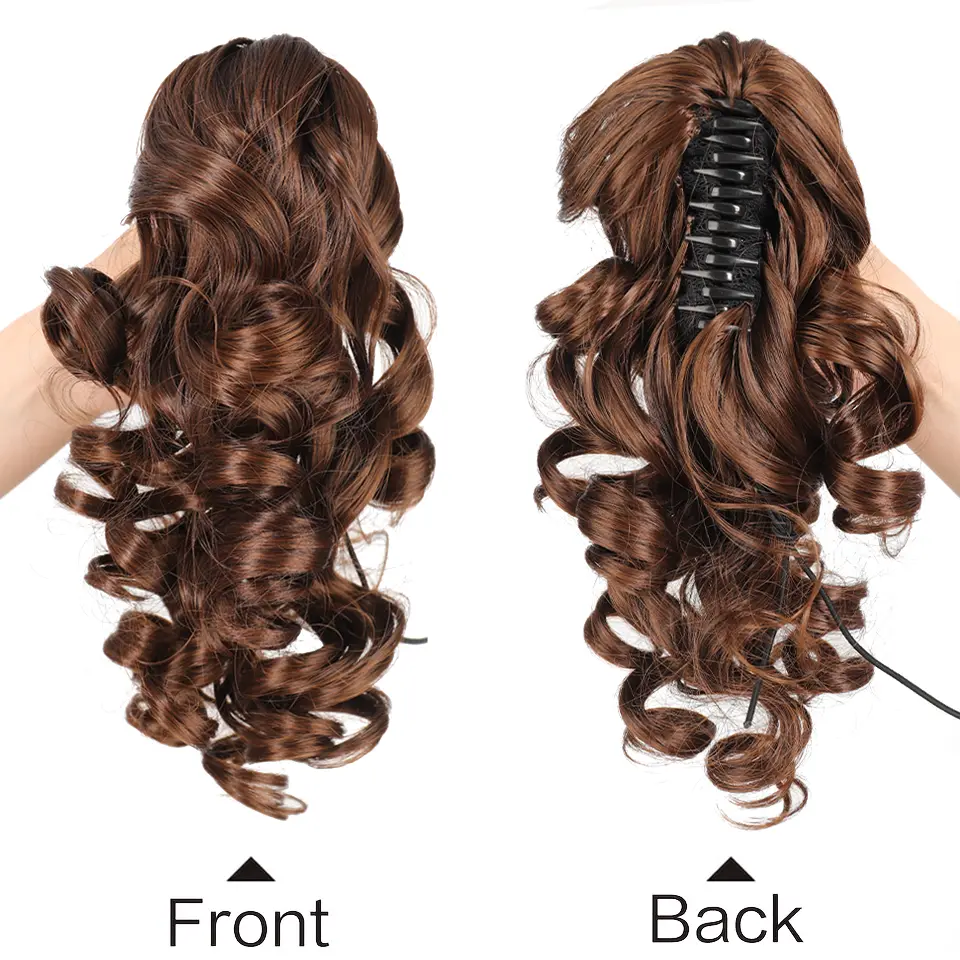 12 Inch Synthetic Ponytail Extension, Classic Loose Curly Wavy Claw Clip Pony tails Hair Extensions Hairpieces for Women