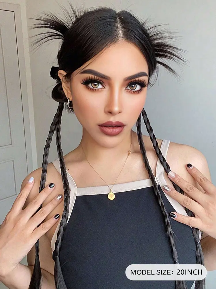 2Pcs/Set Wig Hair Synthetic Claw Clips Ponytail Hair Accessories For Women Daily Use Novelty Synthetic Braid Ponytail Extensions