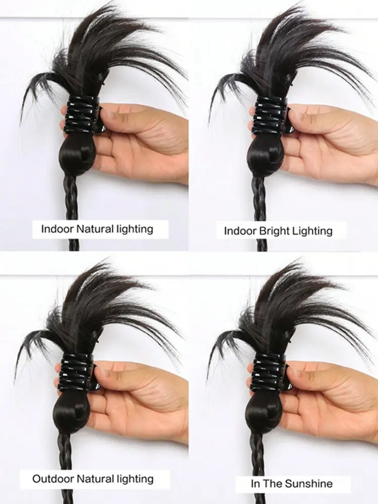 2Pcs/Set Wig Hair Synthetic Claw Clips Ponytail Hair Accessories For Women Daily Use Novelty Synthetic Braid Ponytail Extensions