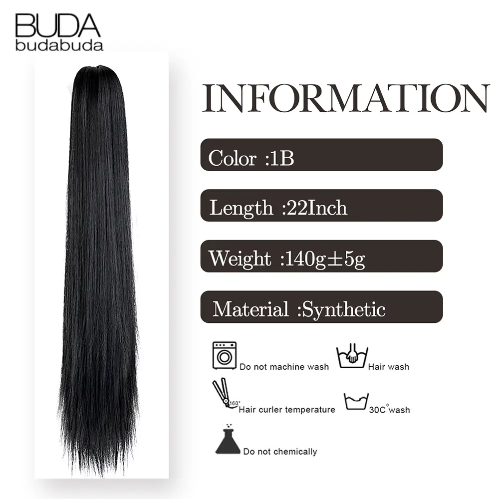 22Inch Synthetic Ponytail Hair Extension Long Straight Claw Clip Ponytail Heat Resistant Natural Wave For Women Blonde Hairpiece